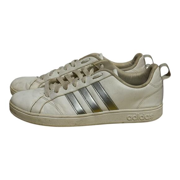 Adidas VL Court 2.0 White Silver Sneakers Men's Size 9 Classic Casual low Top - Picture 3 of 8